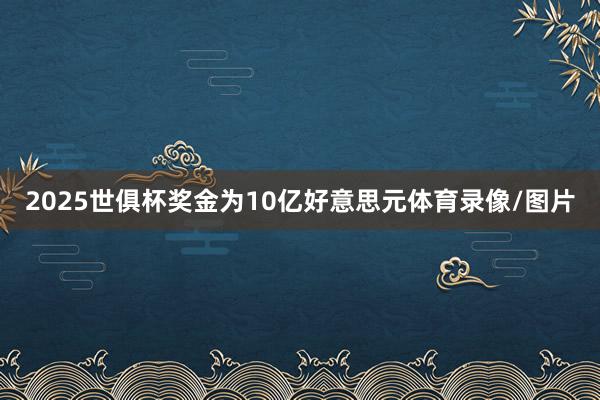 2025世俱杯奖金为10亿好意思元体育录像/图片