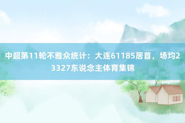 中超第11轮不雅众统计：大连61185居首，场均23327东说念主体育集锦