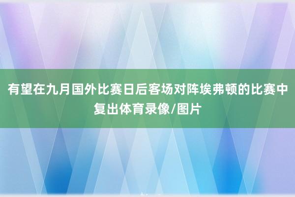 有望在九月国外比赛日后客场对阵埃弗顿的比赛中复出体育录像/图片