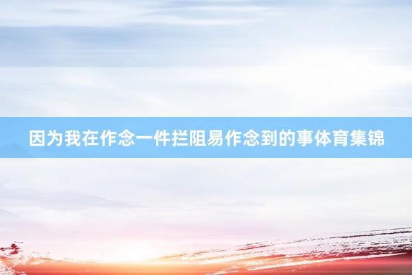 因为我在作念一件拦阻易作念到的事体育集锦