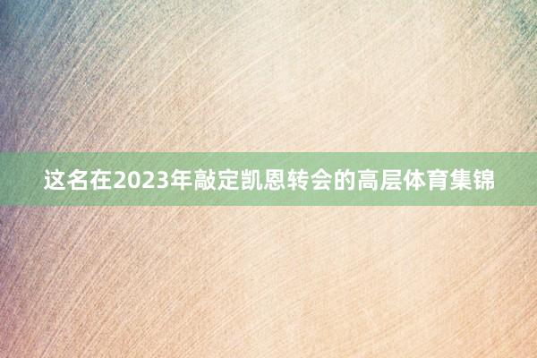 这名在2023年敲定凯恩转会的高层体育集锦
